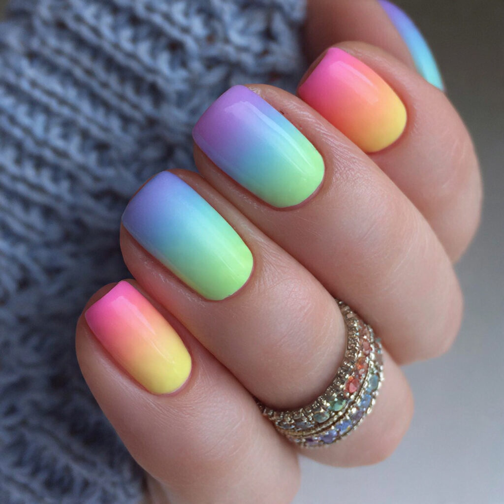 rainbow ombre nails bring fun and bright