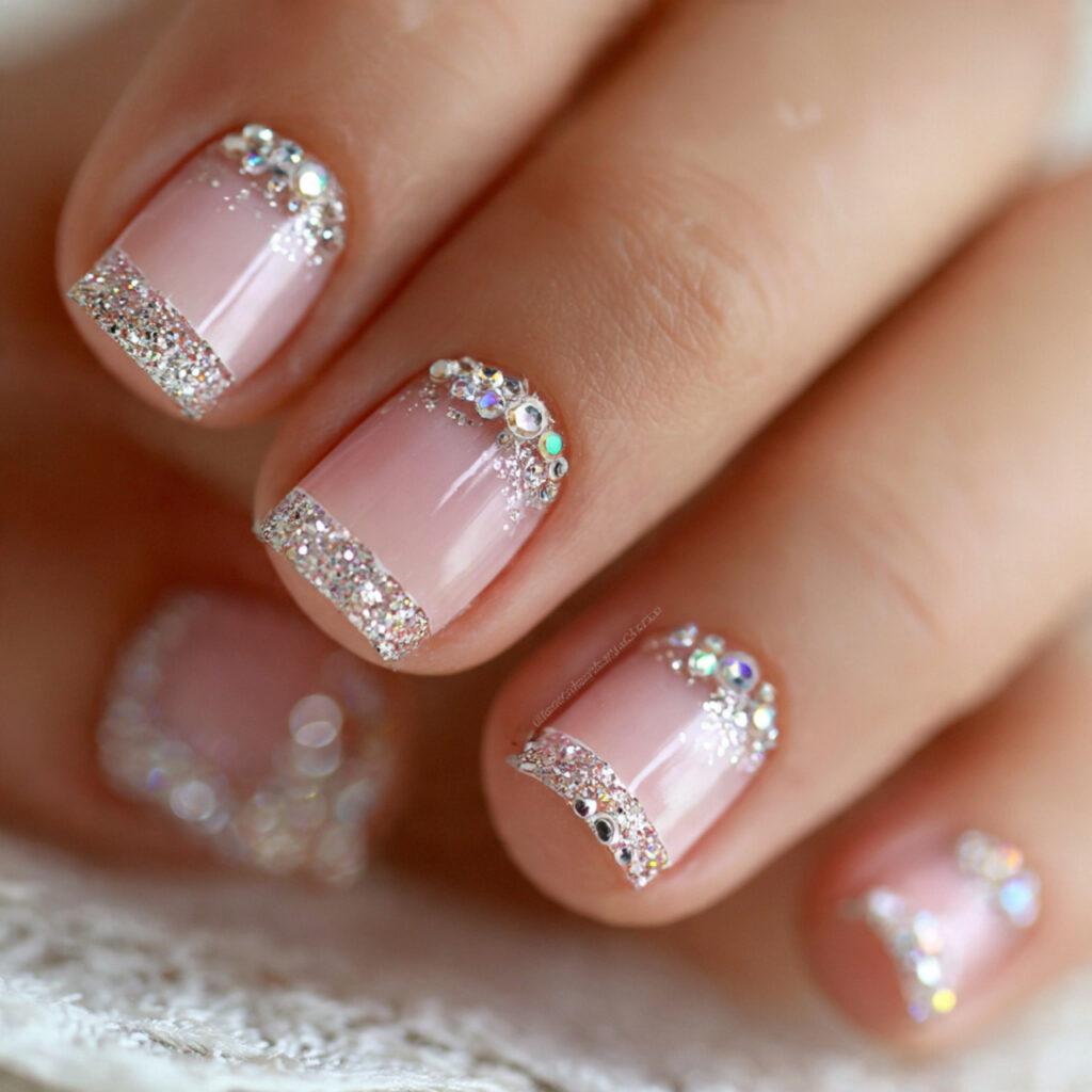 rhinestone nails are perfect for homecoming dances