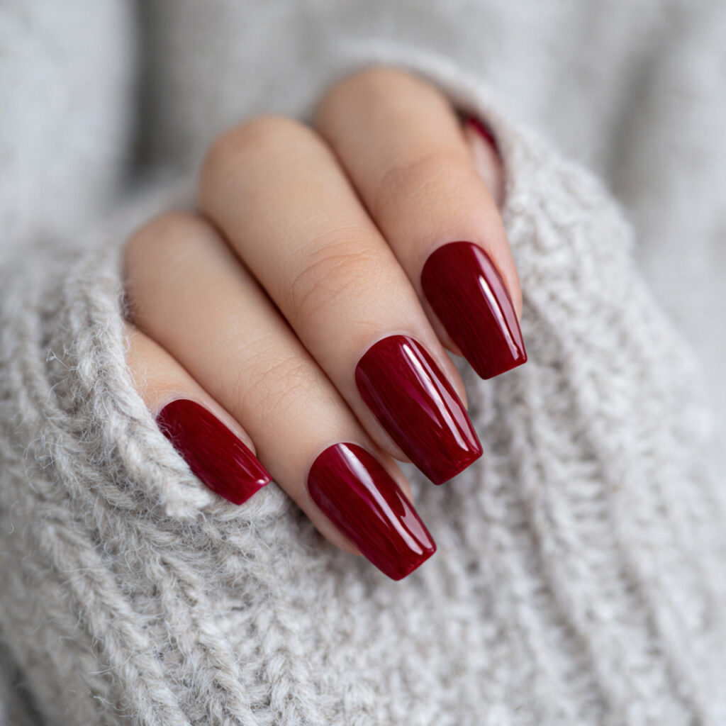 ruby red nails for a classic bold