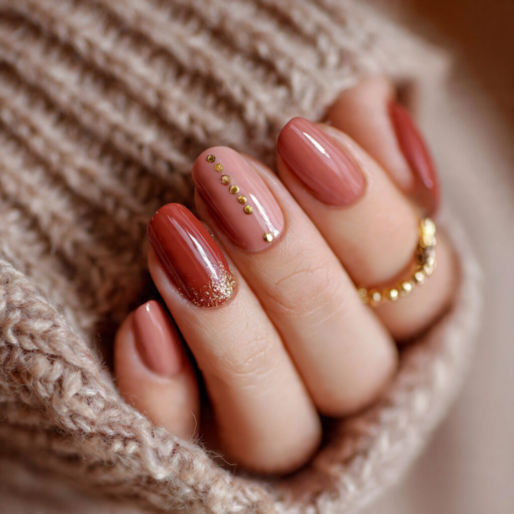25 Fall Nail Ideas to Try This Season for a Cute, Cozy Look 14 rust and rose create a warm and