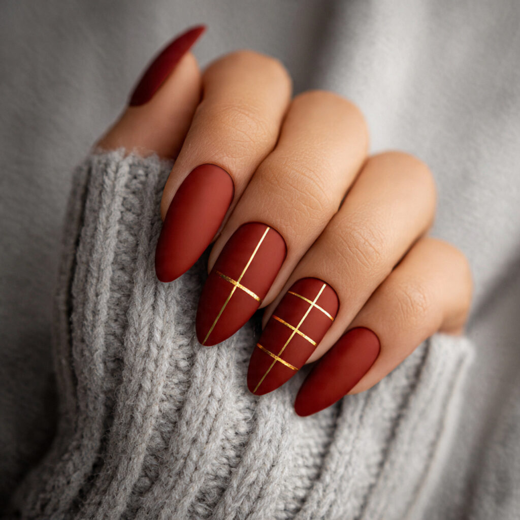 rust red nails bring a classic fall