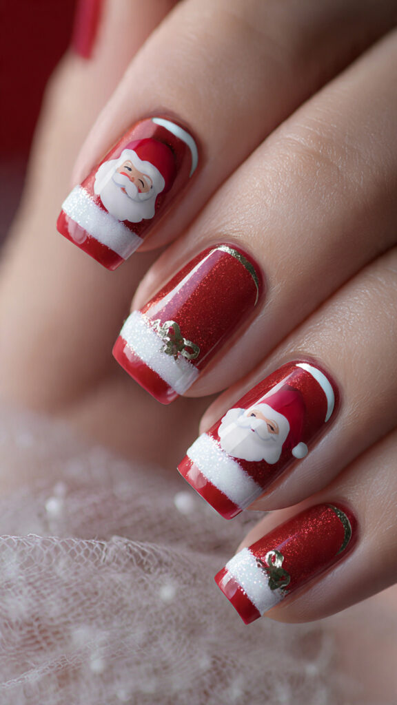 santa hat tip nails pin style with