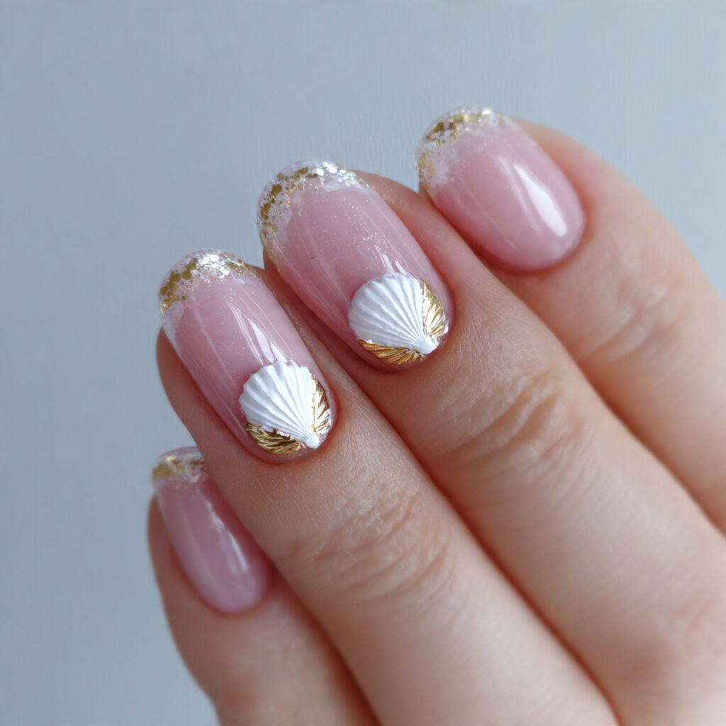 25 Beach Nail Designs for a Cute, Fun, and Breezy Look 15 seashell french tips mix classic style with