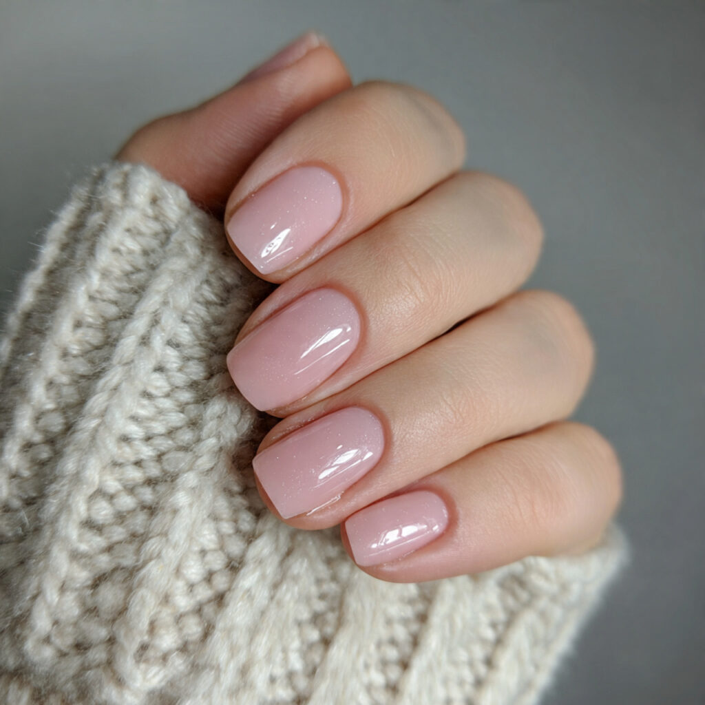 short chic january nails with subtle shine