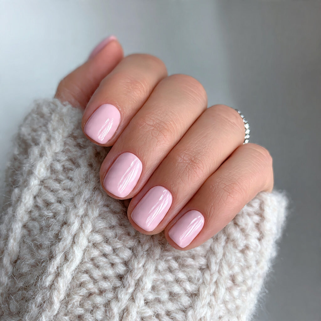 short light pink january nails create a