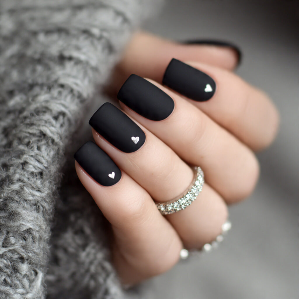 short matte black nails pair well with