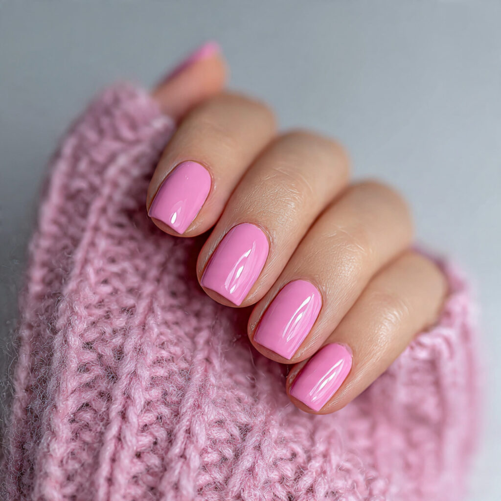 short pink january nails