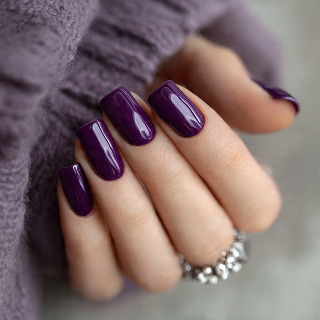 23 Purple Winter Nails That Feel Soft, Trendy, and Pretty 19 short purple winter nails with a glossy