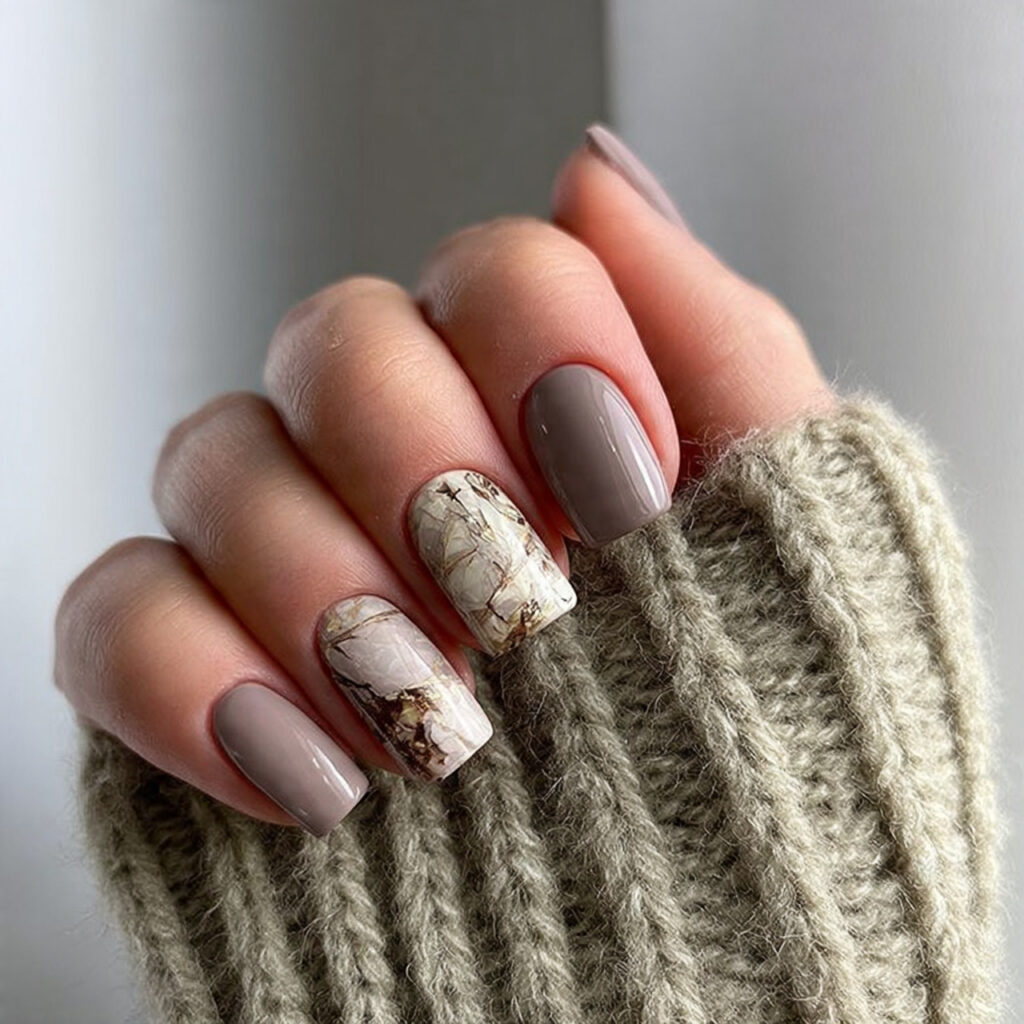 27 February Nail Designs That Are Cute, Classy & Cozy 18 short square nails with neutral shades in