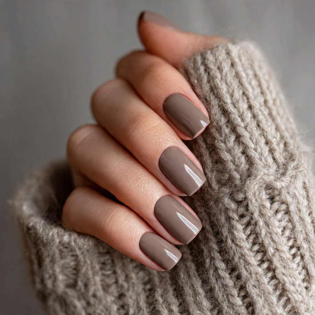 short taupe nails offer a refined neutral