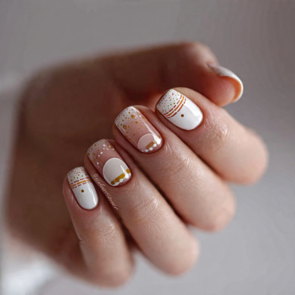 short trendy january nails with minimal art