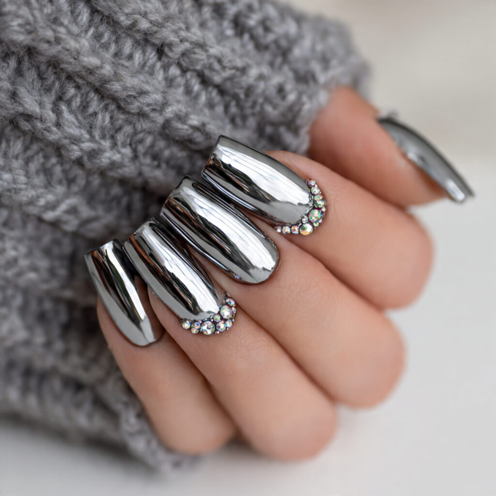 silver chrome creates a mirror like effect on