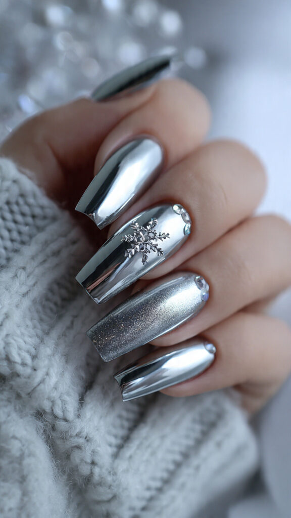 silver chrome nails offer a sleek and