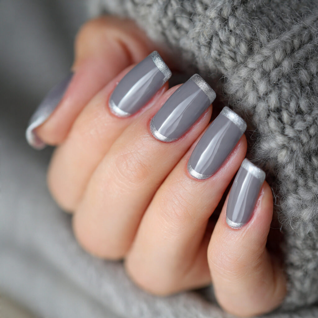 27 Gray Winter Nails That Feel Cozy, Chic, and Cool 4 silver frost french glam gray nails feel