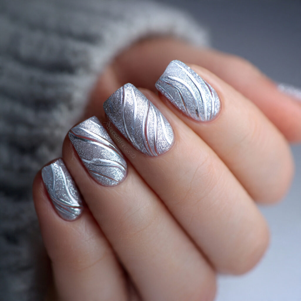 silver ice wave nails use flowing lines
