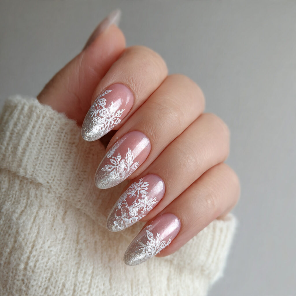 silver snowflake lace nails feel delicate and