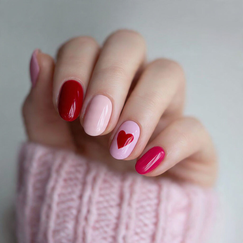 simple valentine nails focus on clean colors