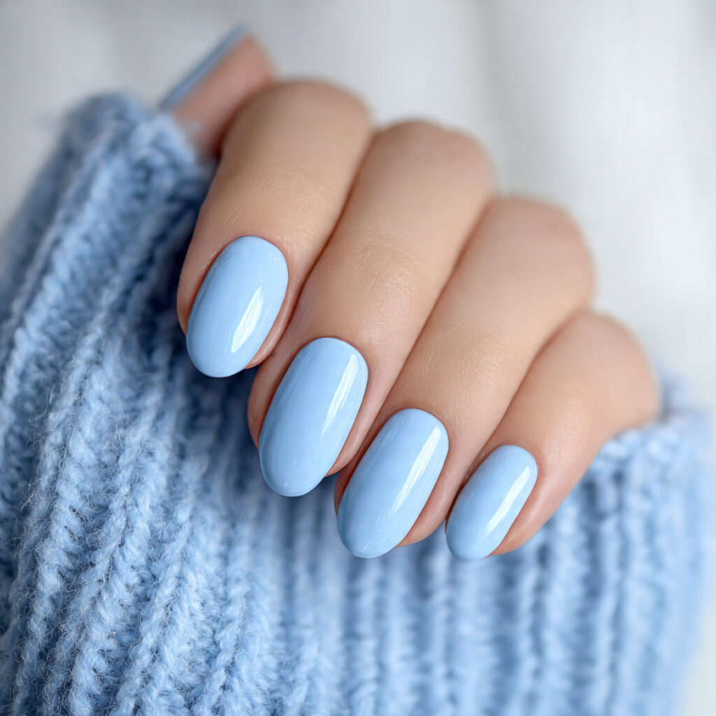 sky blue polish brings a fresh and
