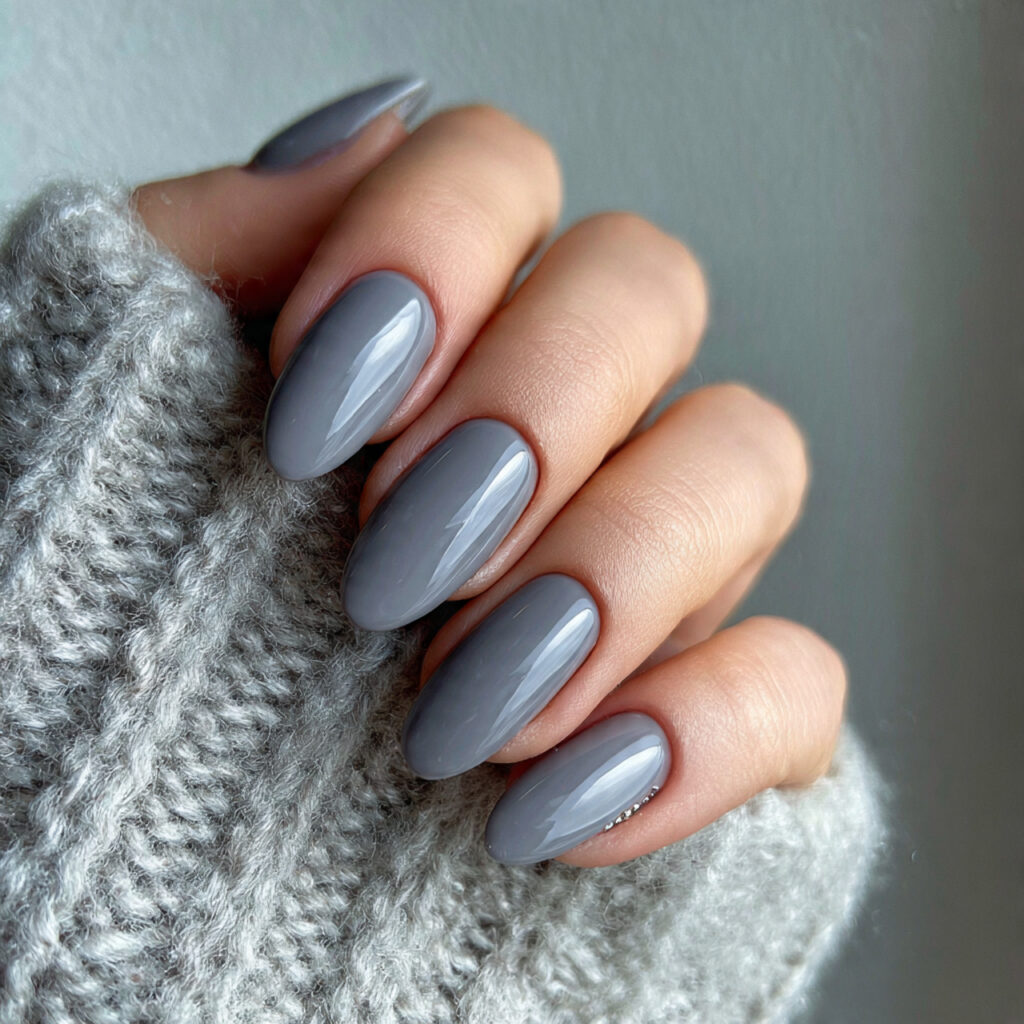 smoky gray nails bring a calm soft