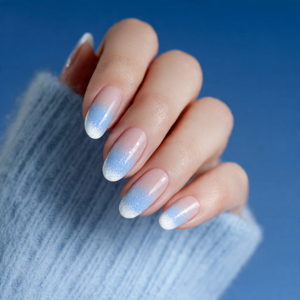 snowfall shimmer tip nails update classic winter