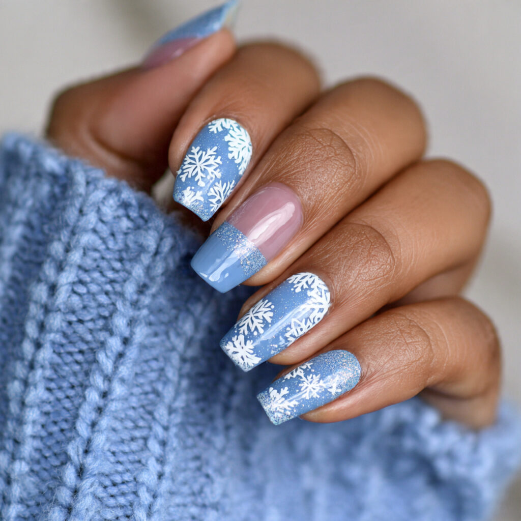 snowflake nails bring winter charm to your