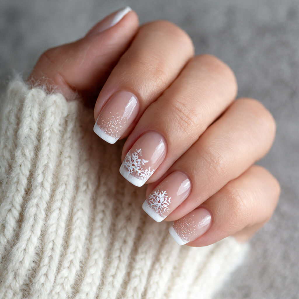 snowflake winter nails with french tips feel