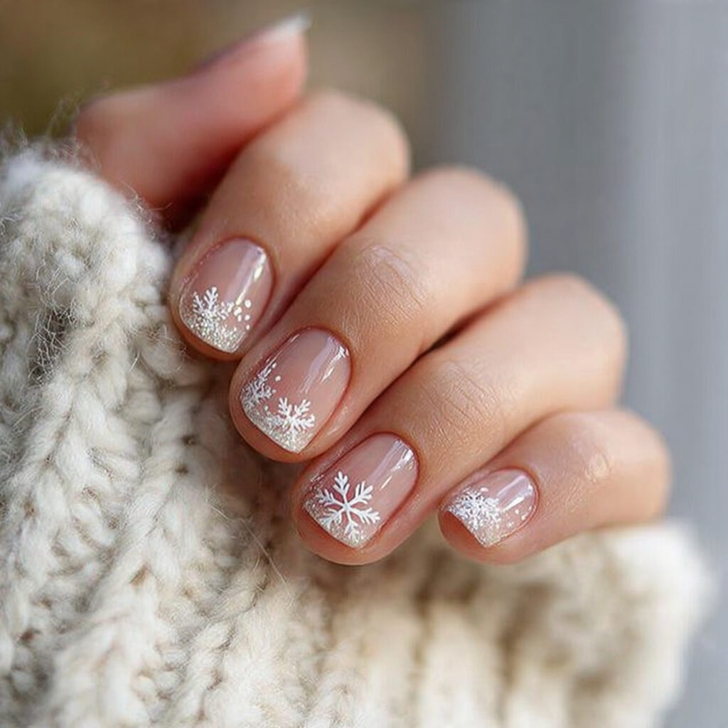 snowflake winter nails with minimal designs feel