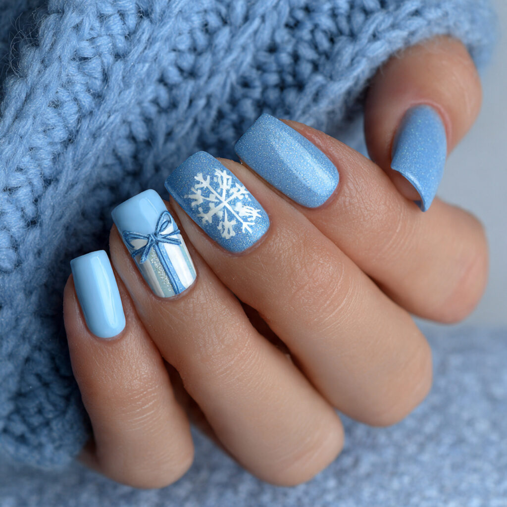 snowy gift set light blue nails feel