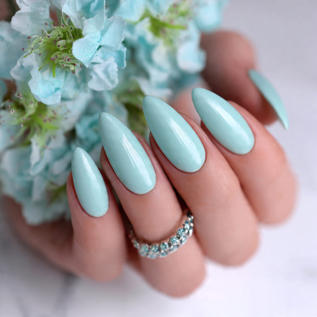 soft aqua nails for a calm fresh