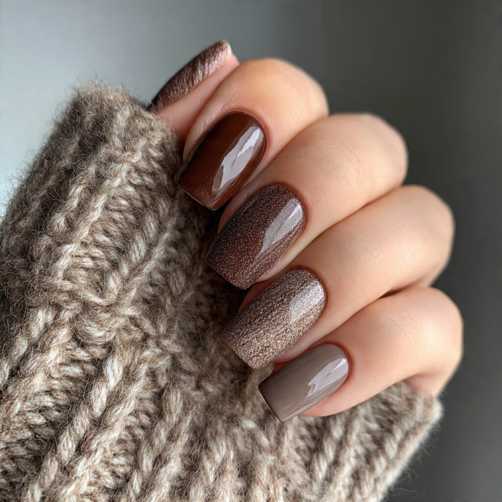 soft brown and mocha january nail designs