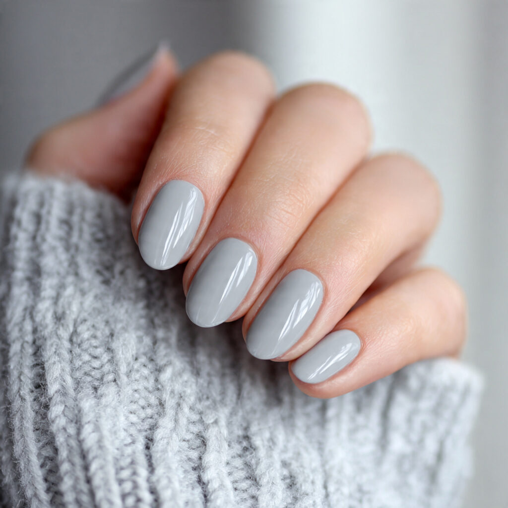 soft gray nails give a calm and