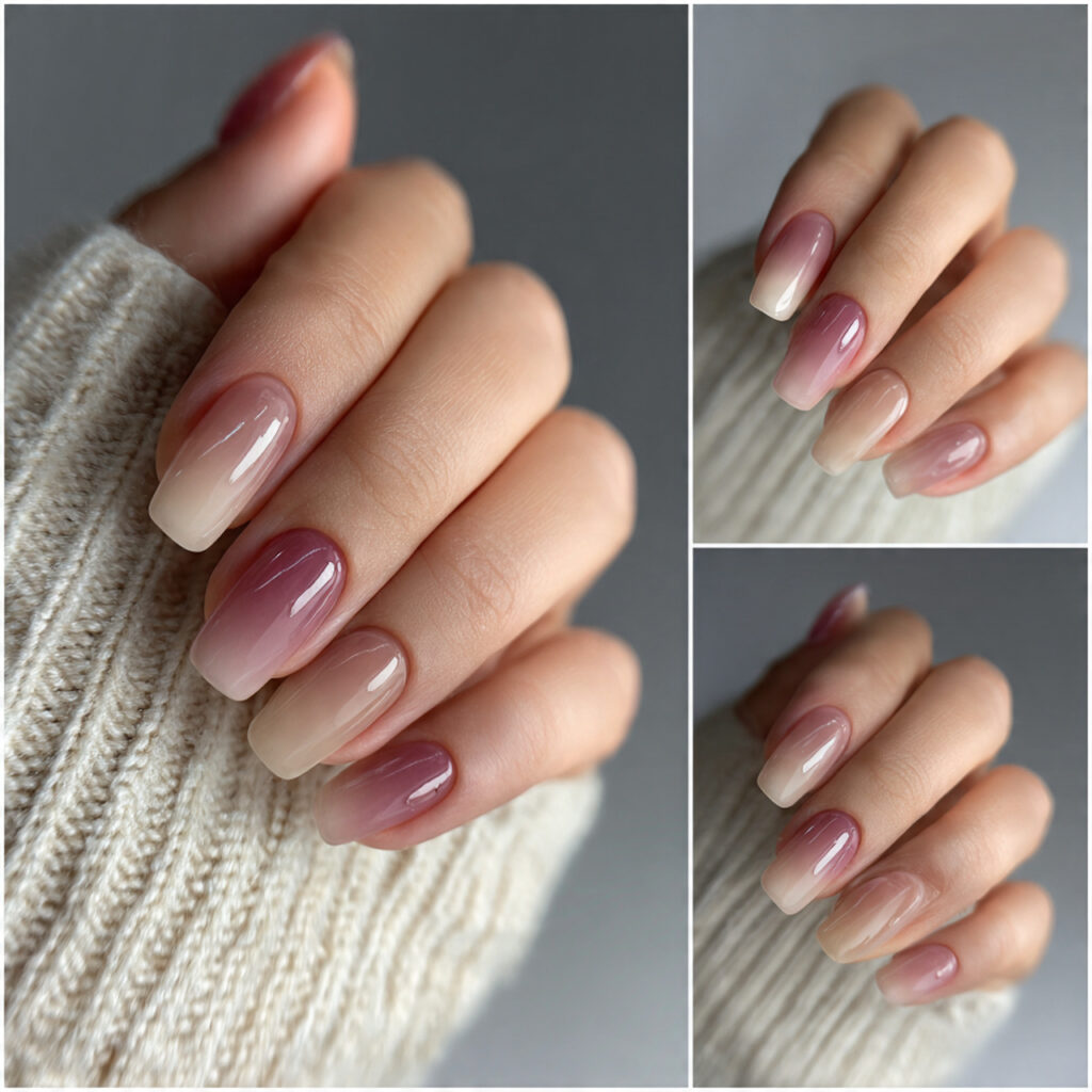 soft ombr january nail designs blend colors