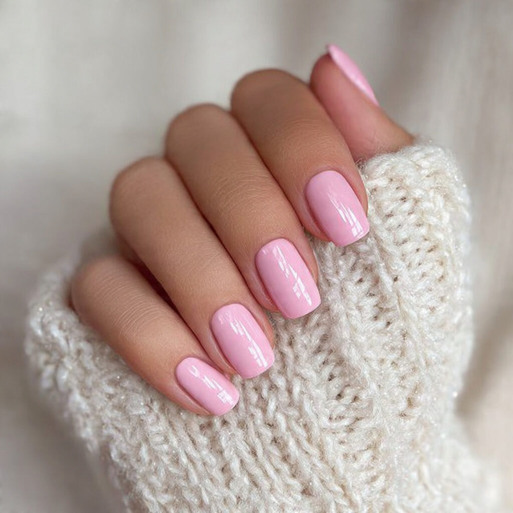 soft pink gloss nails give you a