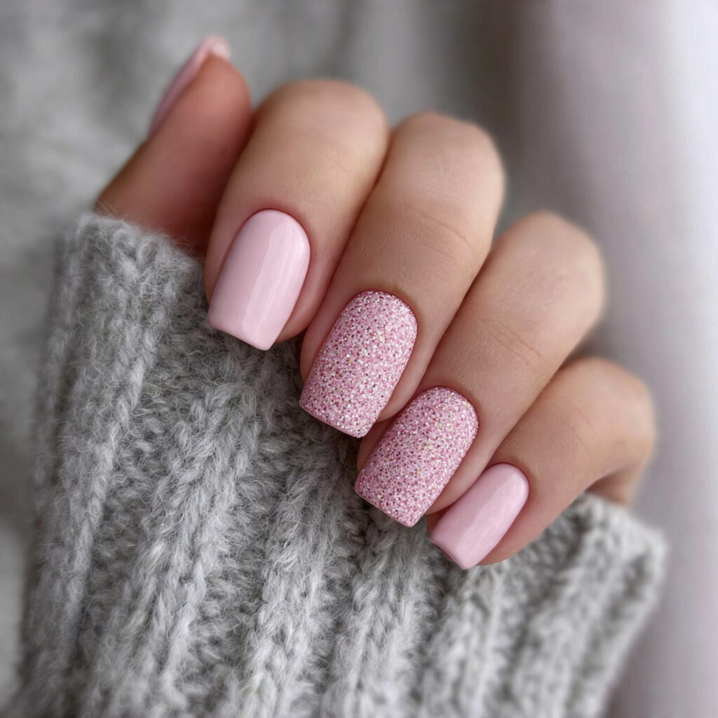 soft pink january nail designs add warmth