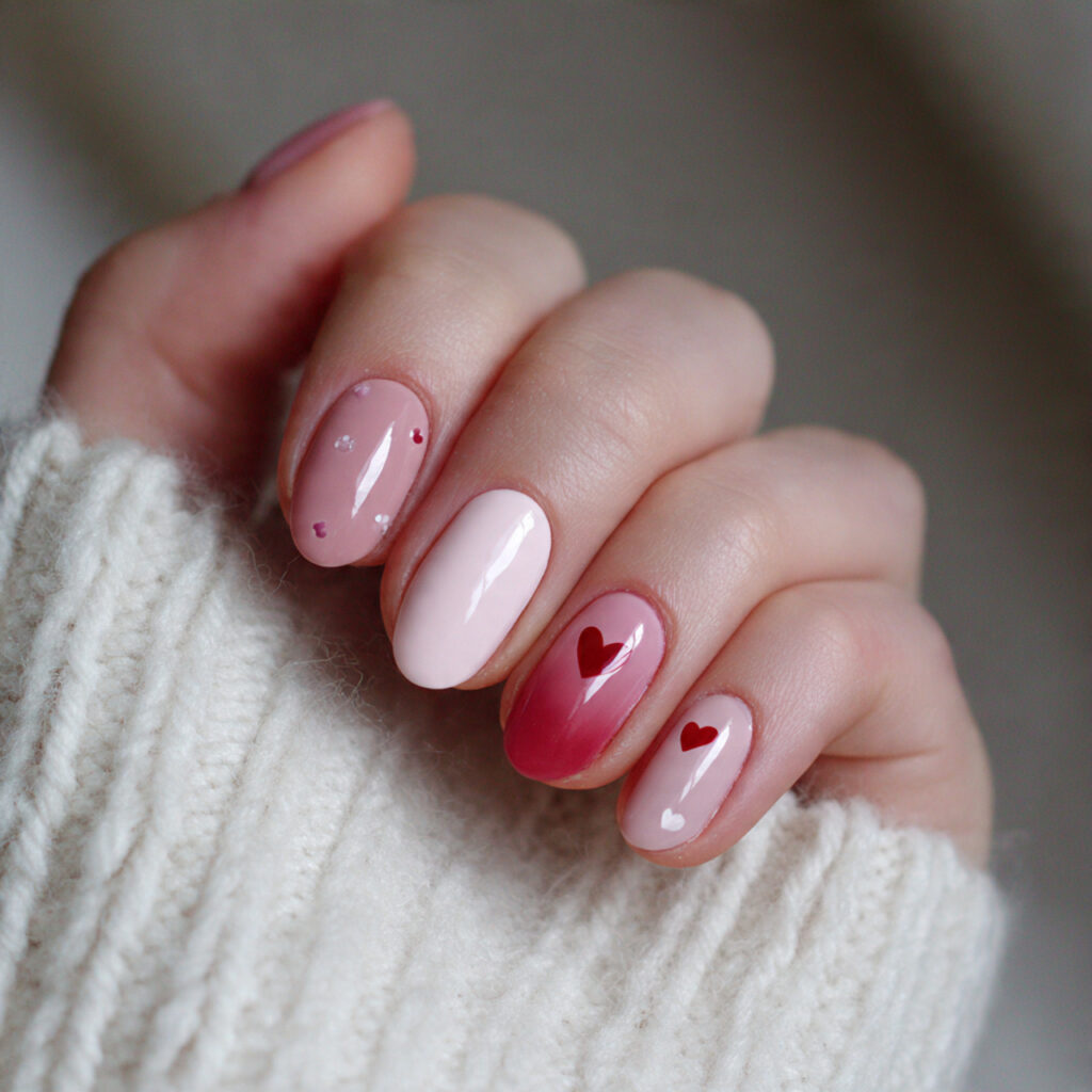 soft romantic valentine nails focus on gentle