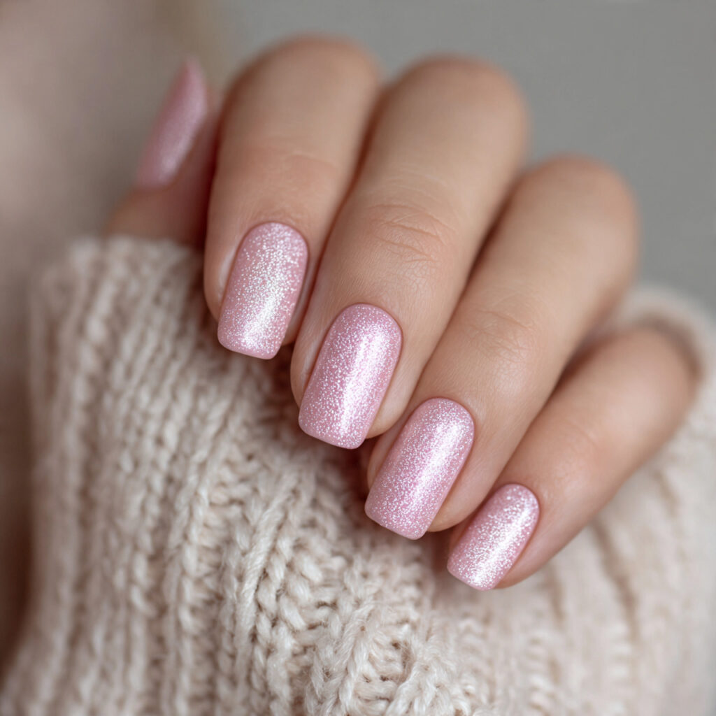 soft shimmer adds gentle sparkle to pink