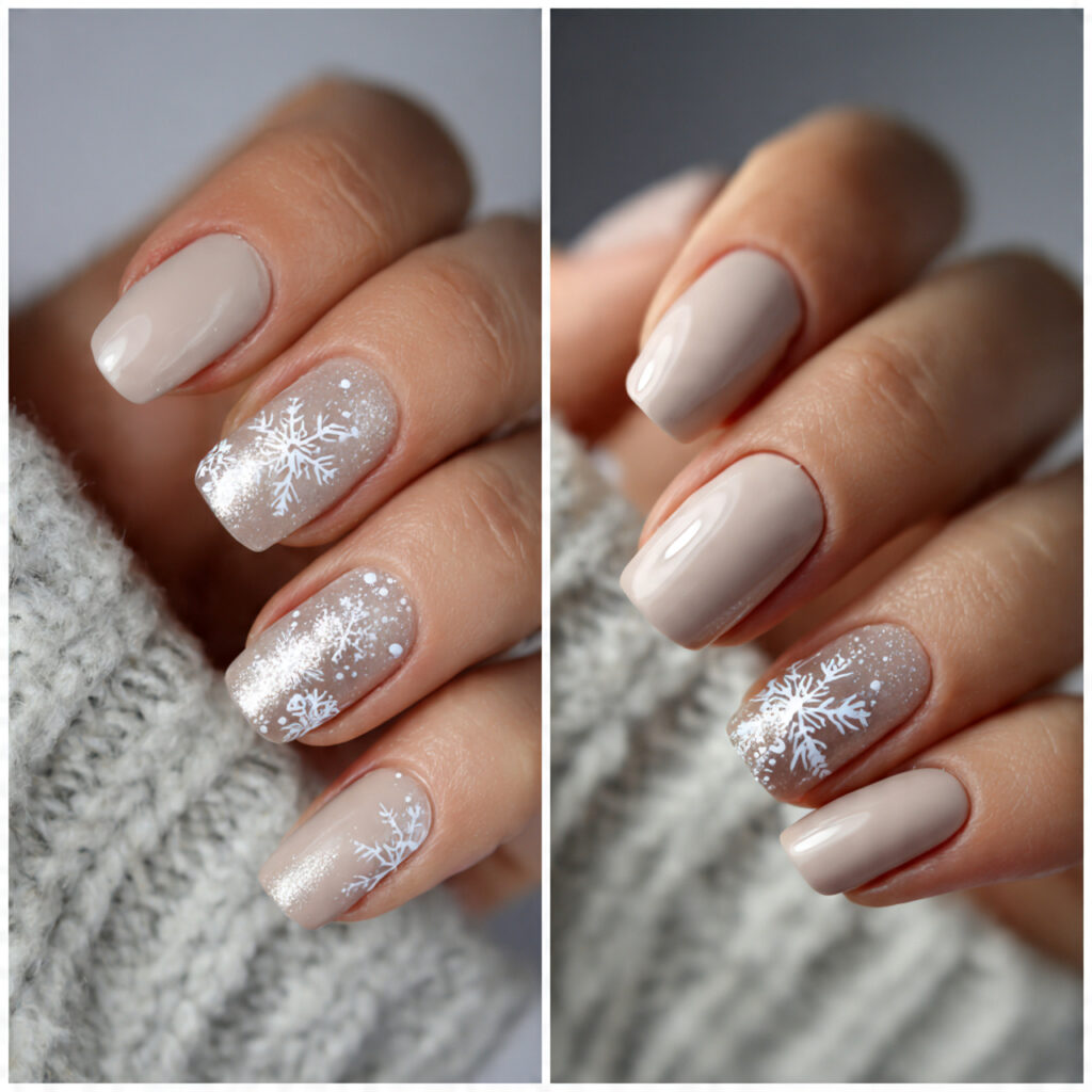soft snowflake neutral nails focus on calm