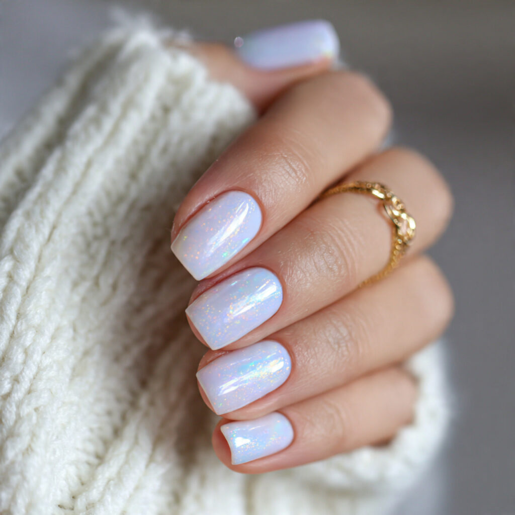 soft winter opal nails glow gently in