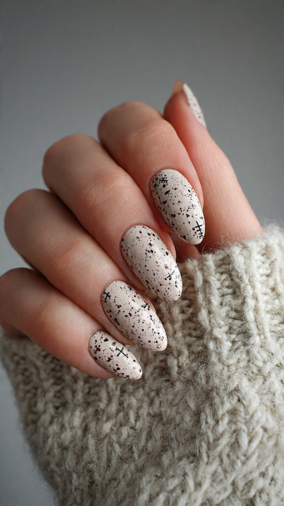 speckled beige nails look natural and earthy