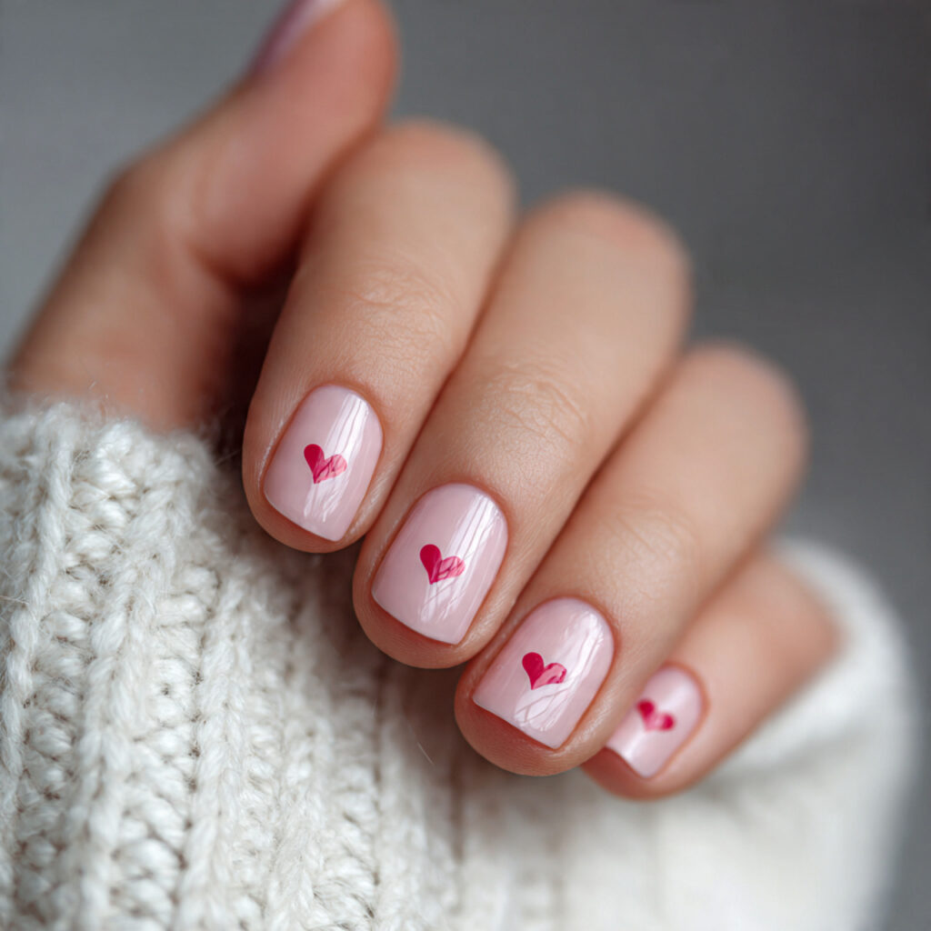 subtle heart january nail designs add sweetness