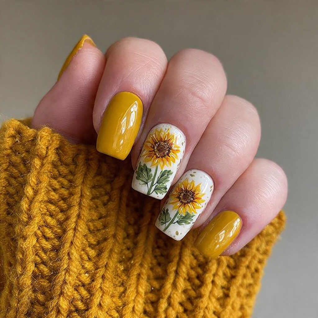 sunflower nails bring joy and warmth the
