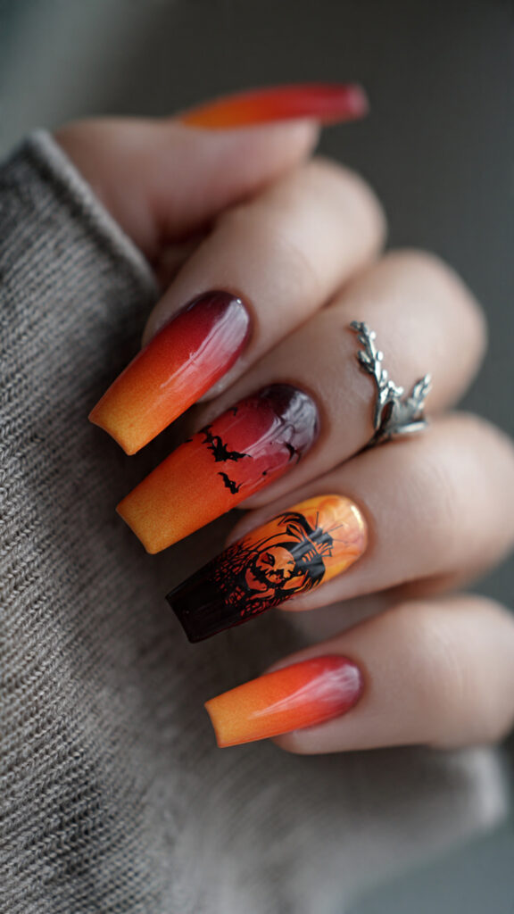 sunset ombre nails mix warm tones like