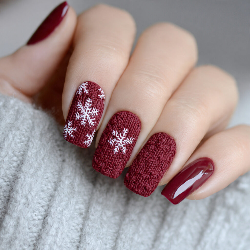 sweater snowflake nails feel soft and comforting