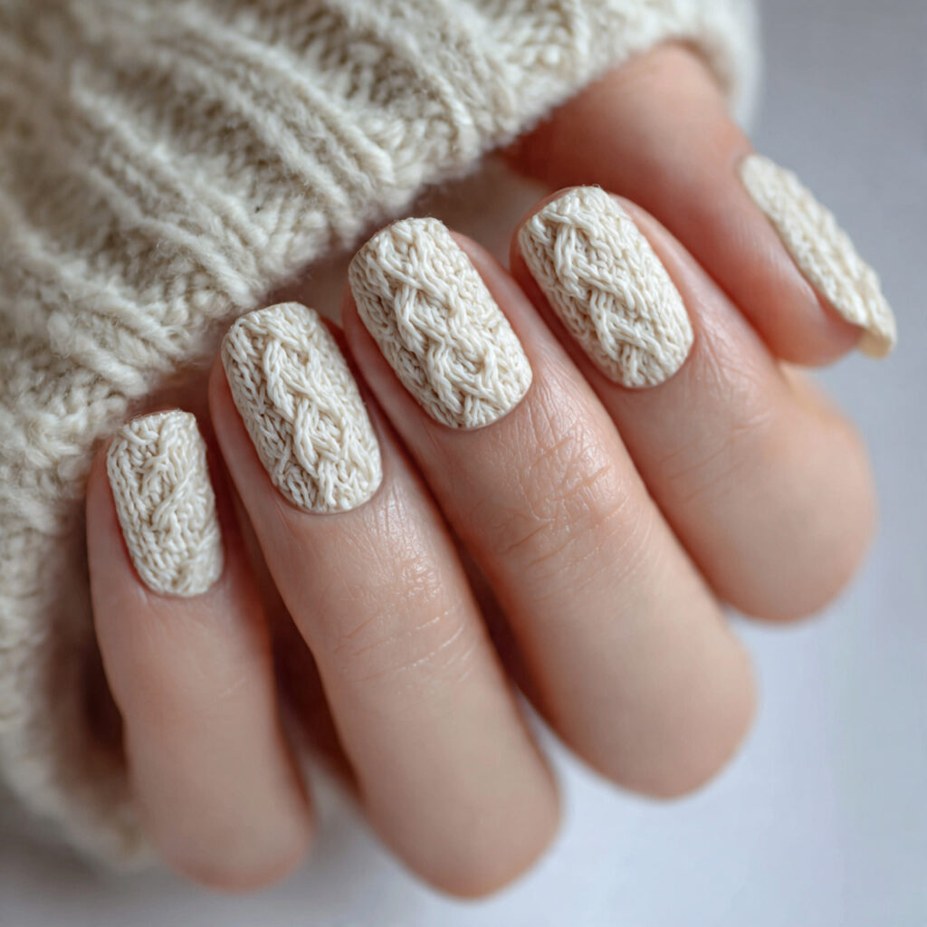 25 Fall Nail Ideas to Try This Season for a Cute, Cozy Look 6 sweater texture nails for a comfy knit