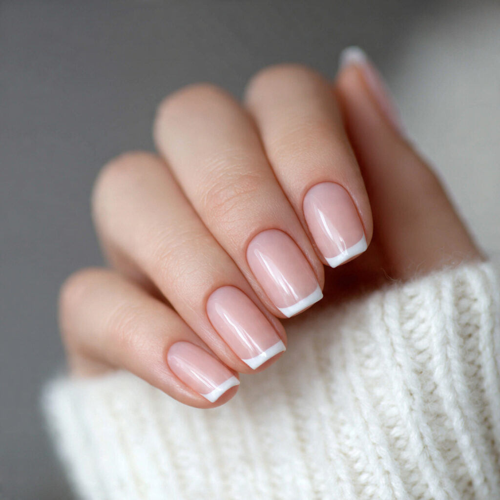 thin french tips on short nails offer