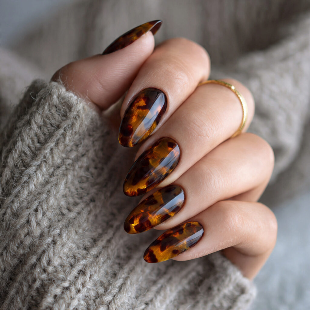 25 Fall Nail Ideas to Try This Season for a Cute, Cozy Look 16 tortoiseshell nails look rich and stylish the