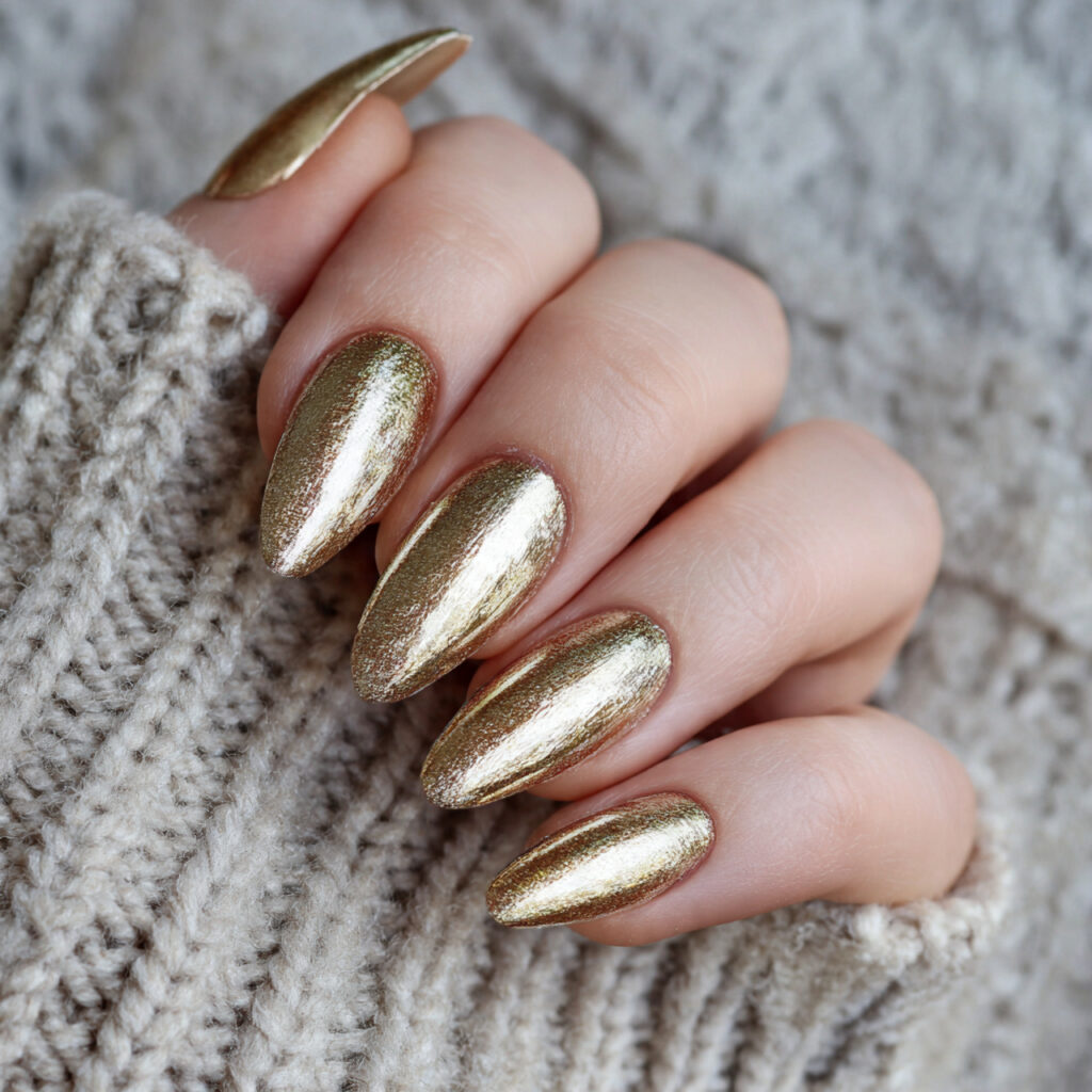 velvet gold luxe stiletto nails feel rich