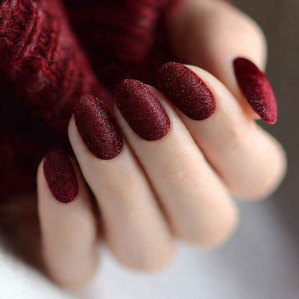 velvet nails give a soft plush texture
