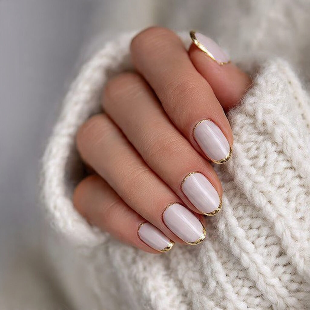 white and gold french tips feel clean
