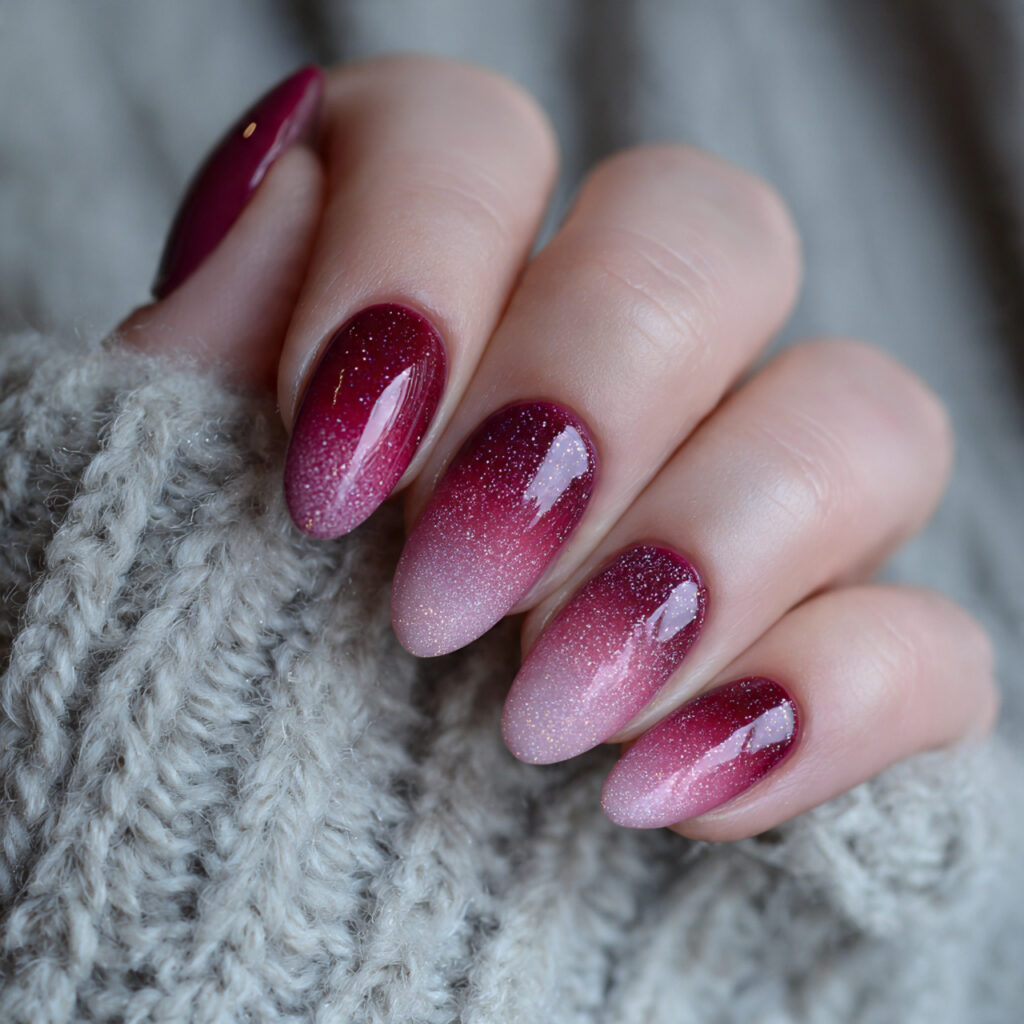 winter berry ombre sparkle nails feel warm